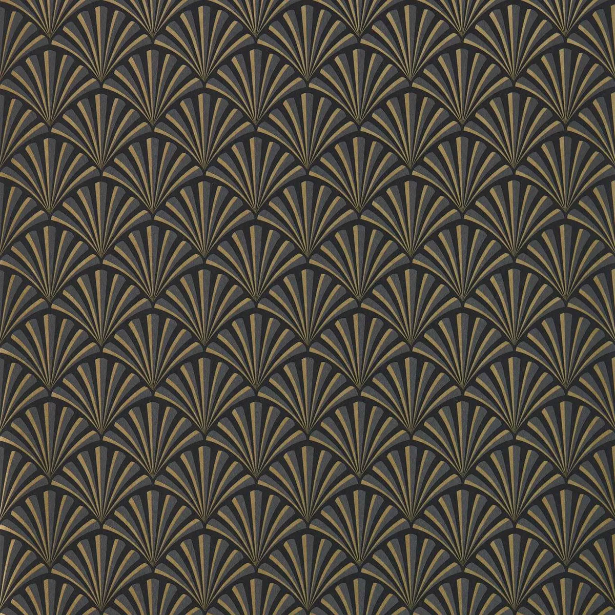 Chrysler Art Deco fan wallpaper by Clarke & Clarke in metallic and matt tones