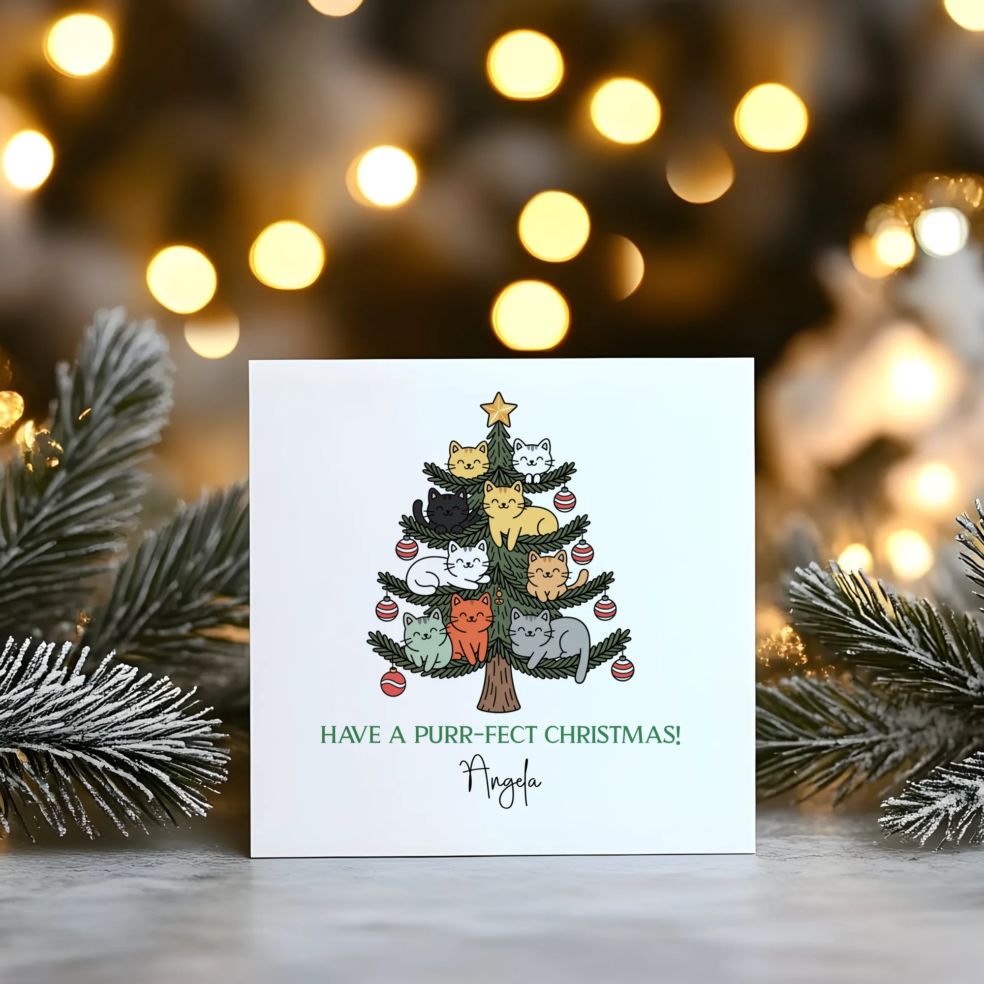 Purr-fect Christmas personalised cat Christmas card