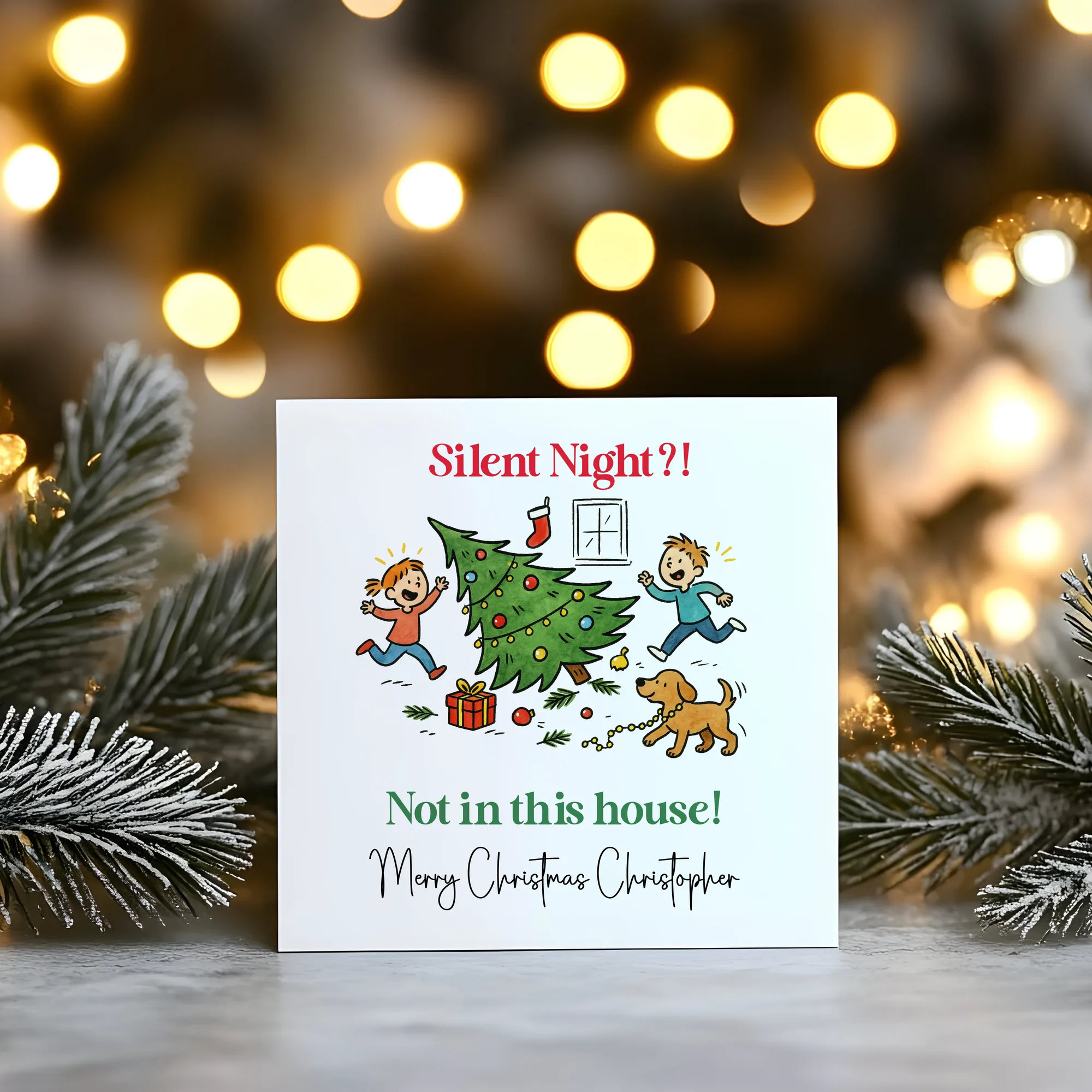 Silent Night personalised Christmas greeting card by Duffy's Creations
