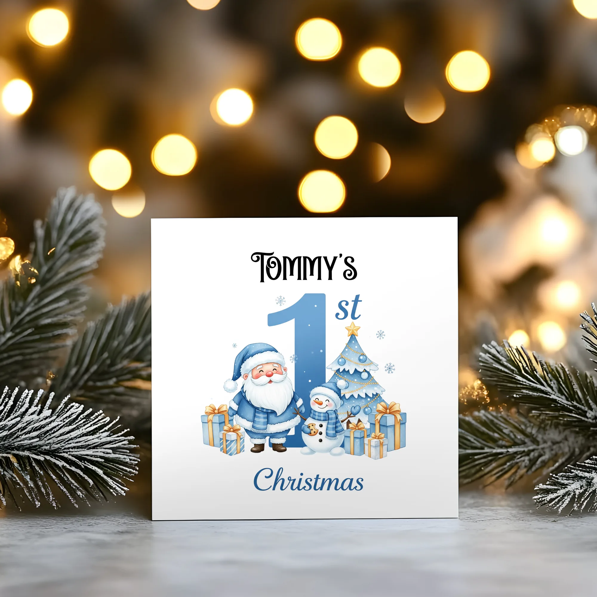 Baby boy's 1st Christmas personalised greeting card by Duffy's Creations