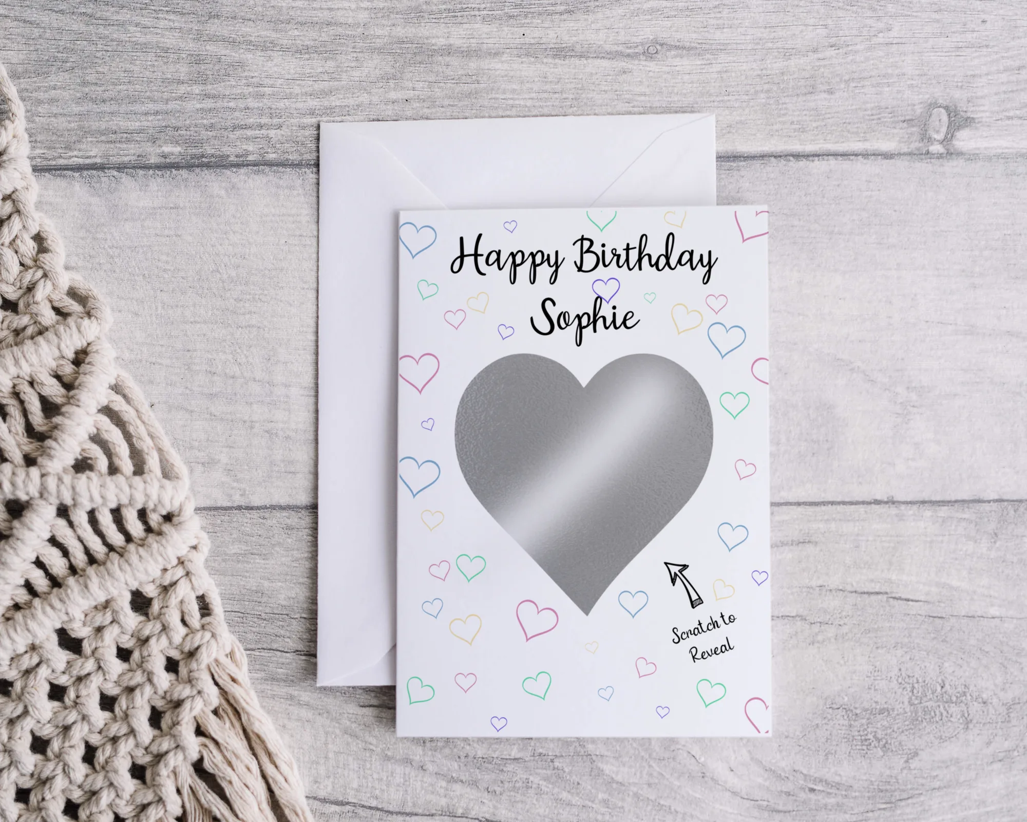 Personalised Birthday Scratch Card in the Hearts design