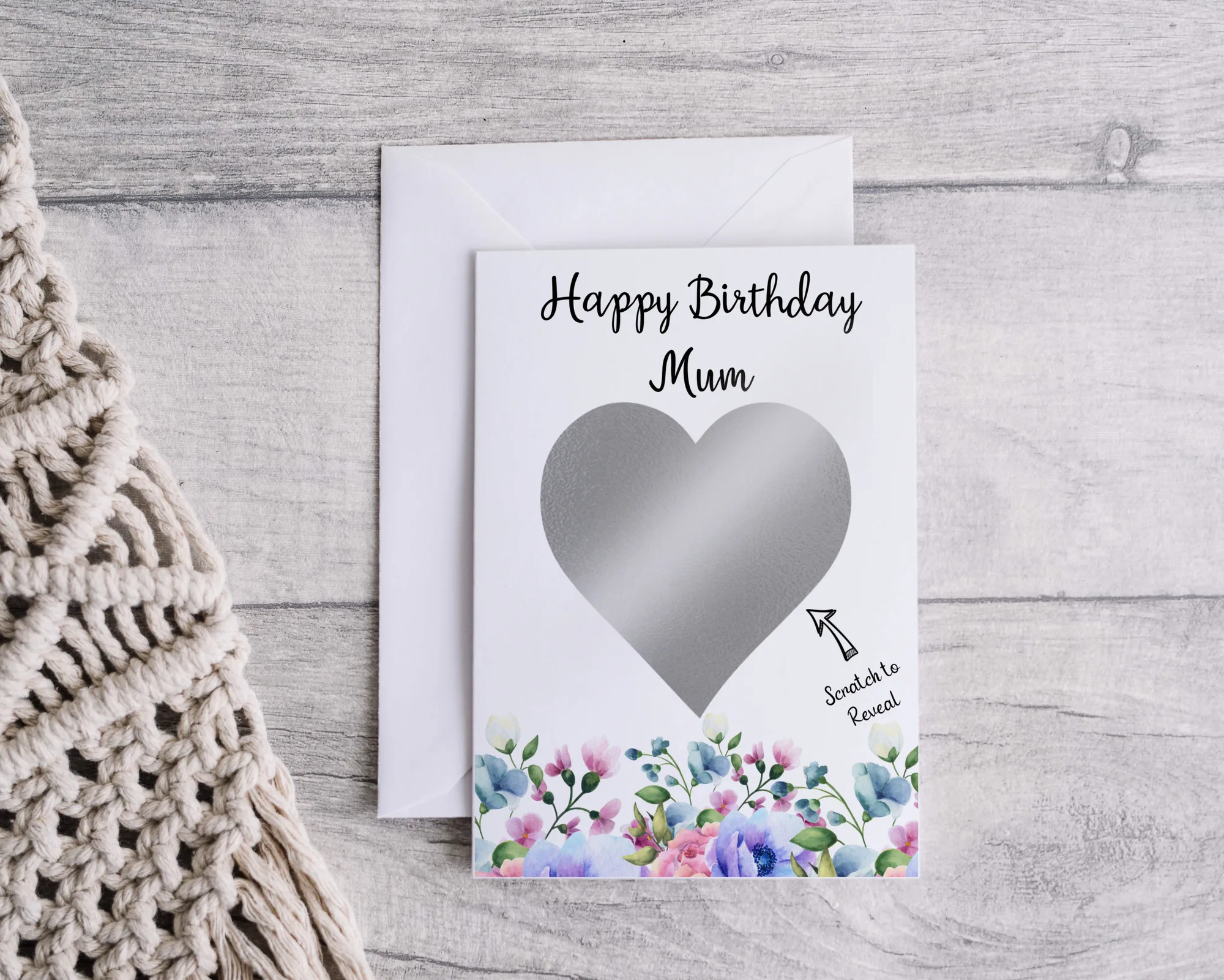 Personalised birthday scratch card in the meadow design