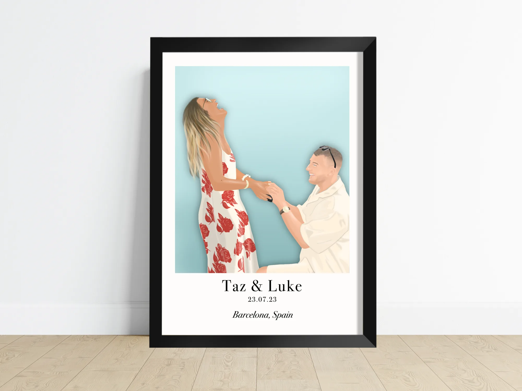 Hand-drawn personalised family portrait, illustrated to order in our Hessle studio