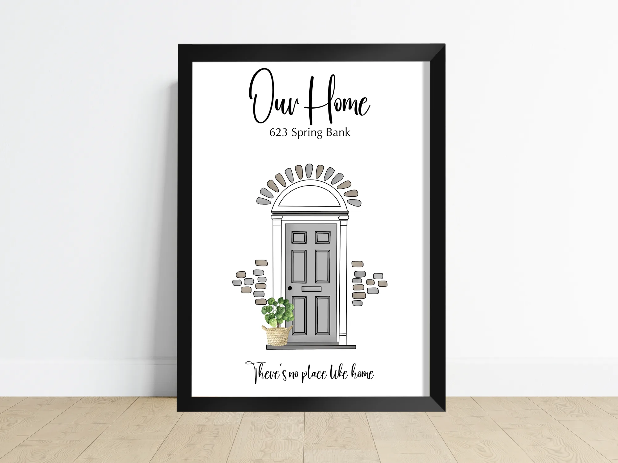 Personalised door print of a new front door, ready to frame